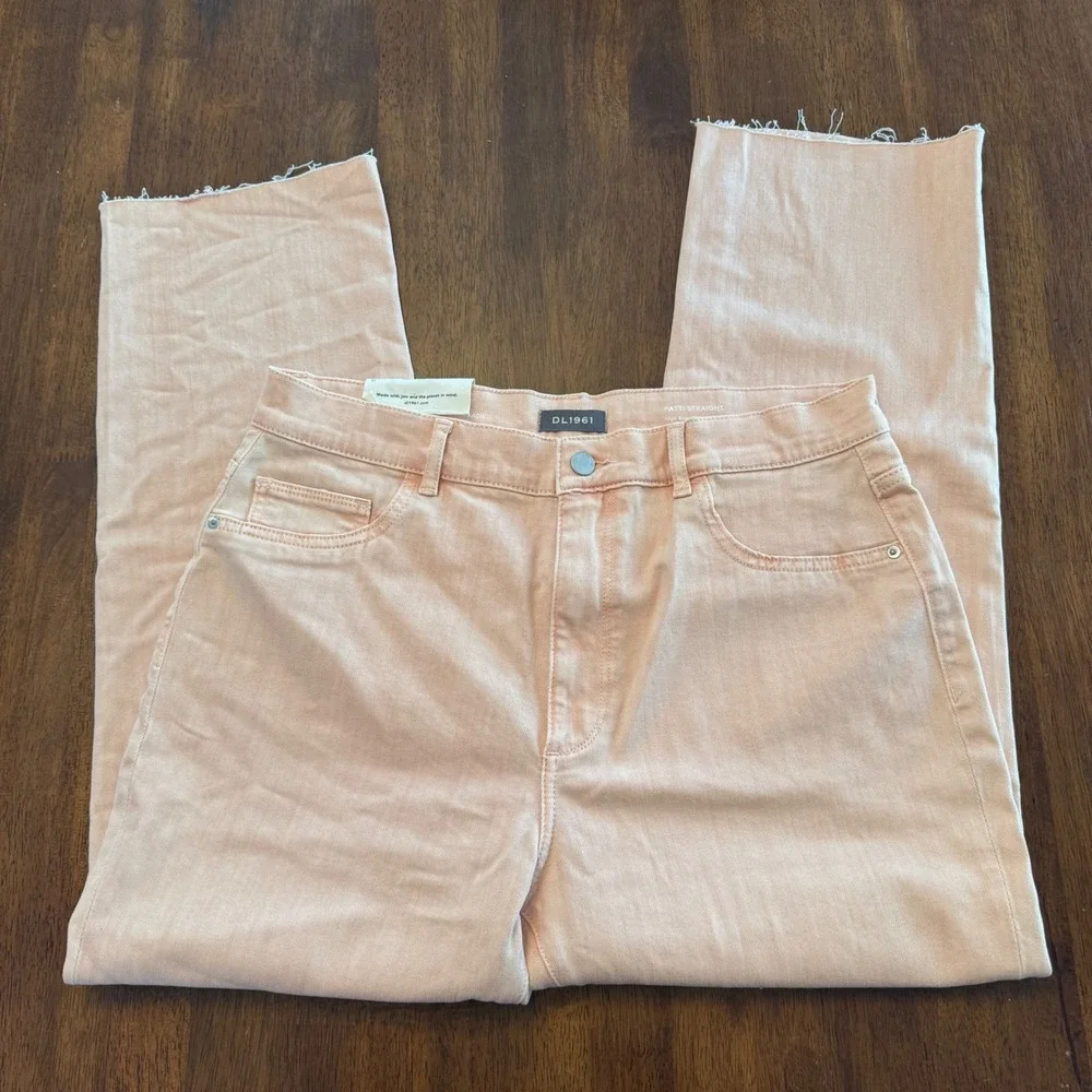 DL1961 Patti Straight High Rise Vintage Ankle Jeans Bellini‎ Raw Peach 31 NEW